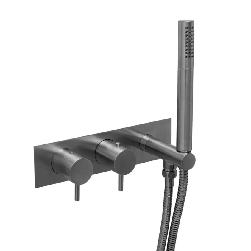 Product Cut out image of the JTP Vos Brushed Black Thermostatic Shower Valve